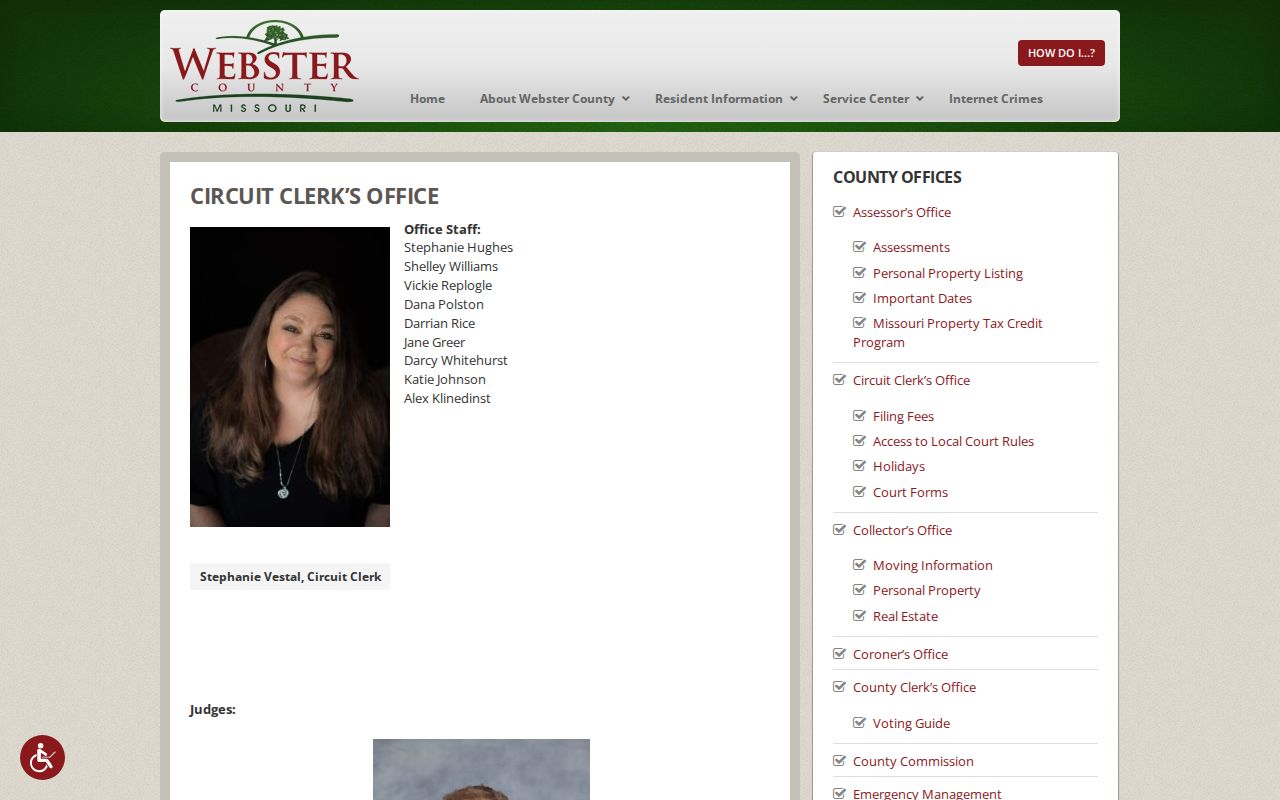 Webster County Circuit Clerk court release record contacts